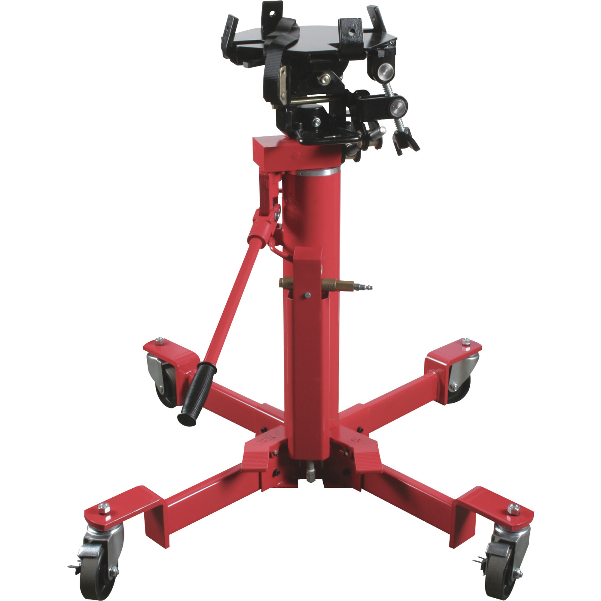 Sunex Tools Air/Hydraulic Telescoping Transmission Jack — 1/2-Ton, 35in. to 75in. Height, Foot Pedal, Lockable Casters, Model# 7796
